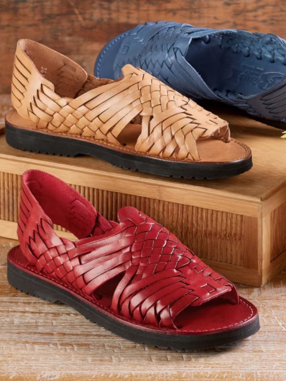 Brand X red leather huaraches sandals made in Mexico open toe woman’s size 8 - Picture 11 of 11